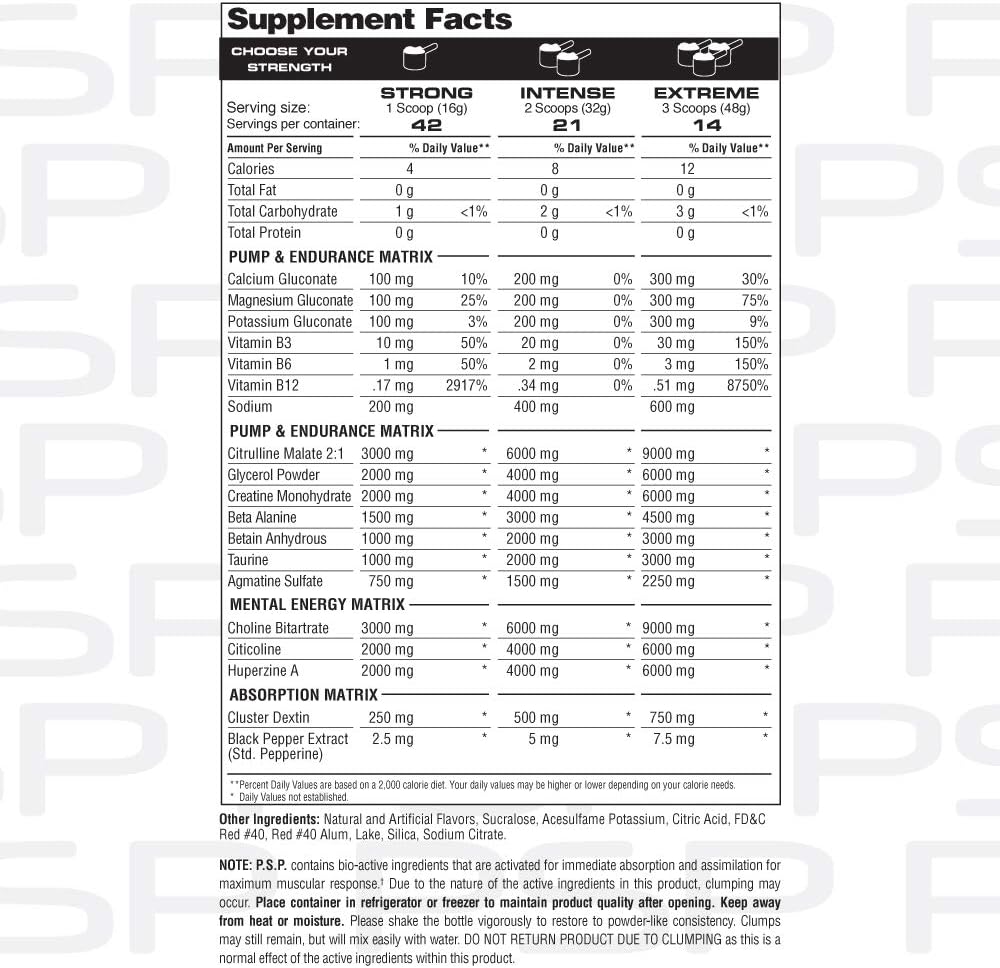 Metabolic Nutrition P.S.P. Physique Stimulating PreWorkout 672g Zero Sugar Caffeine Free (Blue Raspberry) 4