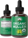 USDA Organic Mullein Leaf Drops for Lungs, Respiratory Health, Detox, Cleanse. High Bioavailability for Women, Men, Kids. Liquid Tincture Supplement. Sooth Lungs, Cough, Congestion. Vegan, Zero Sugar 2