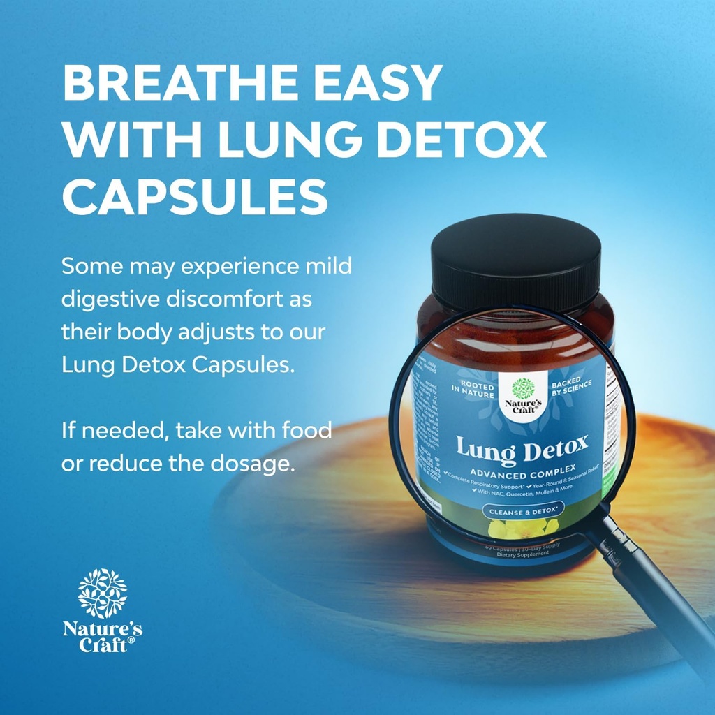 Lung Detox Mullein Leaf Capsules - Purifying Mullein Lung Cleanse Complex with NAC Quercetin & Cordyceps Extracts - Leaf Herb Respiratory Supplement for Sinus Immunity & Breathing Support 60ct 6