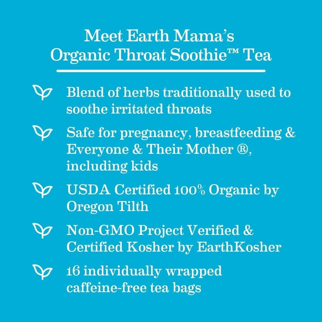 Earth Mama Organic Elderberry Immune Tea + Organic Throat Smoothie™ Tea for Wellness Support | Safe for Breastfeeding, Pregnancy and Kids, 16 Count (Pack of 2) 6