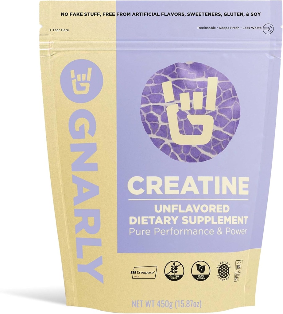Gnarly Nutrition Creatine Powder – Creapure, Vegan Creatine Supplement – NSF Sport Certified, Optimized Recovery – Sports Nutrition – 5g Creatine Monohydrate – Unflavored, 15.87 oz 2