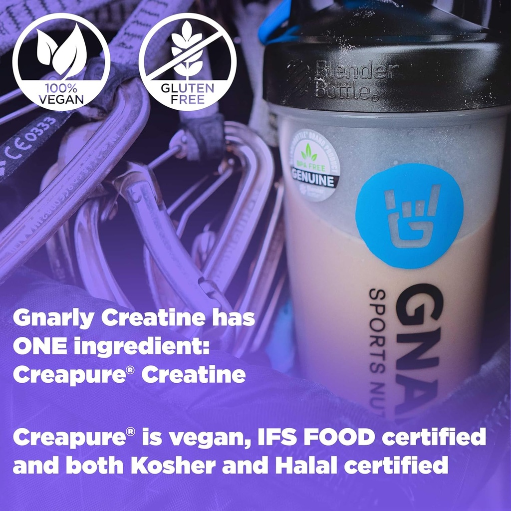 Gnarly Nutrition Creatine Powder – Creapure, Vegan Creatine Supplement – NSF Sport Certified, Optimized Recovery – Sports Nutrition – 5g Creatine Monohydrate – Unflavored, 15.87 oz 4