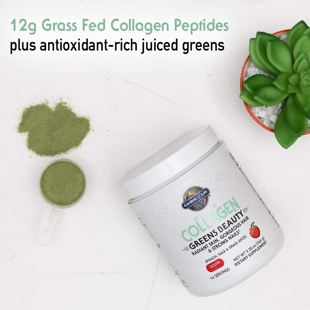 Garden of Life Grass Fed Collagen Greens Beauty Powder - Apple, 14 Servings, for Women Skin Hair Nails Joints, Collagen Peptides Powder + Protein + Greens Supplement 6