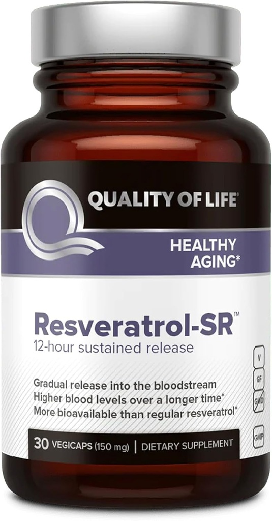 Quality of Life Resveratrol SR - Powerful Anti Aging All Natural Formula - 30 Vegicaps 2
