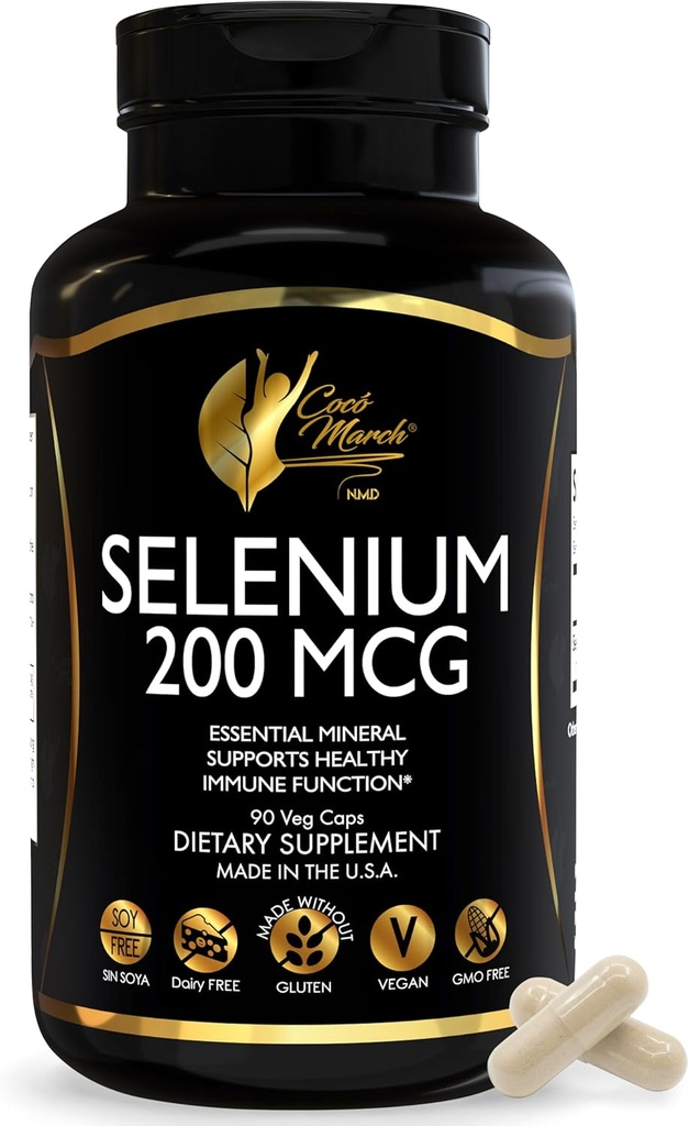 Cocó March N.M.D Selenium - Essential Mineral for Thyroid Health -200 mcg- 3 Month Supply -Gluten Free, Soy Free, Dairy Free, GMO Free, Vegan - 60 Capsules 2