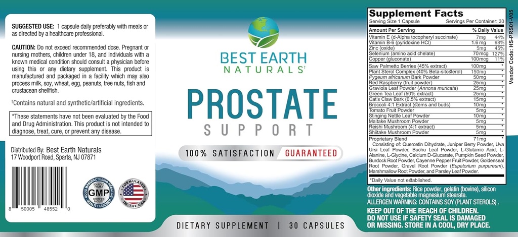 Best Earth Naturals Prostate Support Supplement for Men - Prostate Support - 30 Day Supply 6