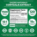Zazzee Extra Strength Corydalis 15:1 Extract, 7500 mg Strength, 120 Vegan Capsules, Concentrated and Standardized 15X Extract, 100% Vegetarian, Premium Grade, Conolidine, All-Natural and Non-GMO 4