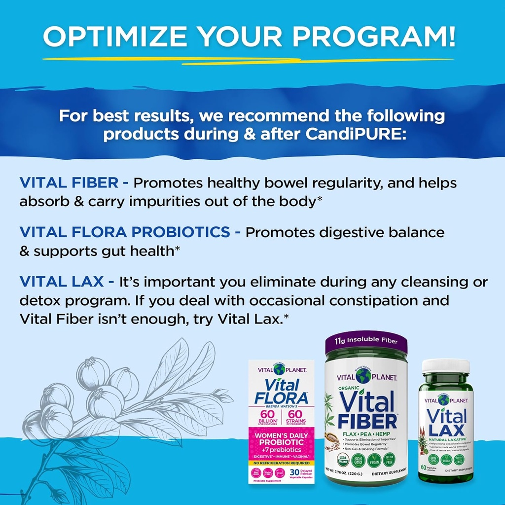 Vital Planet - Vital CandiPURE Intestinal Cleanse Formulated to Maintain a Healthy Intestinal Balance, 2-Part - 14 Day Kit, 56 Capsules, and 1fl oz Liquid Herbal Extract 6