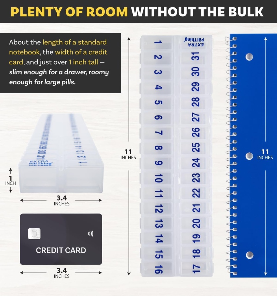 Once-a-Day Monthly Pill Organizer – Large Compartments with Removable Lid for Easy Loading – Holds 31 Days of Medications Plus Extra Compartment – BPA Free 3