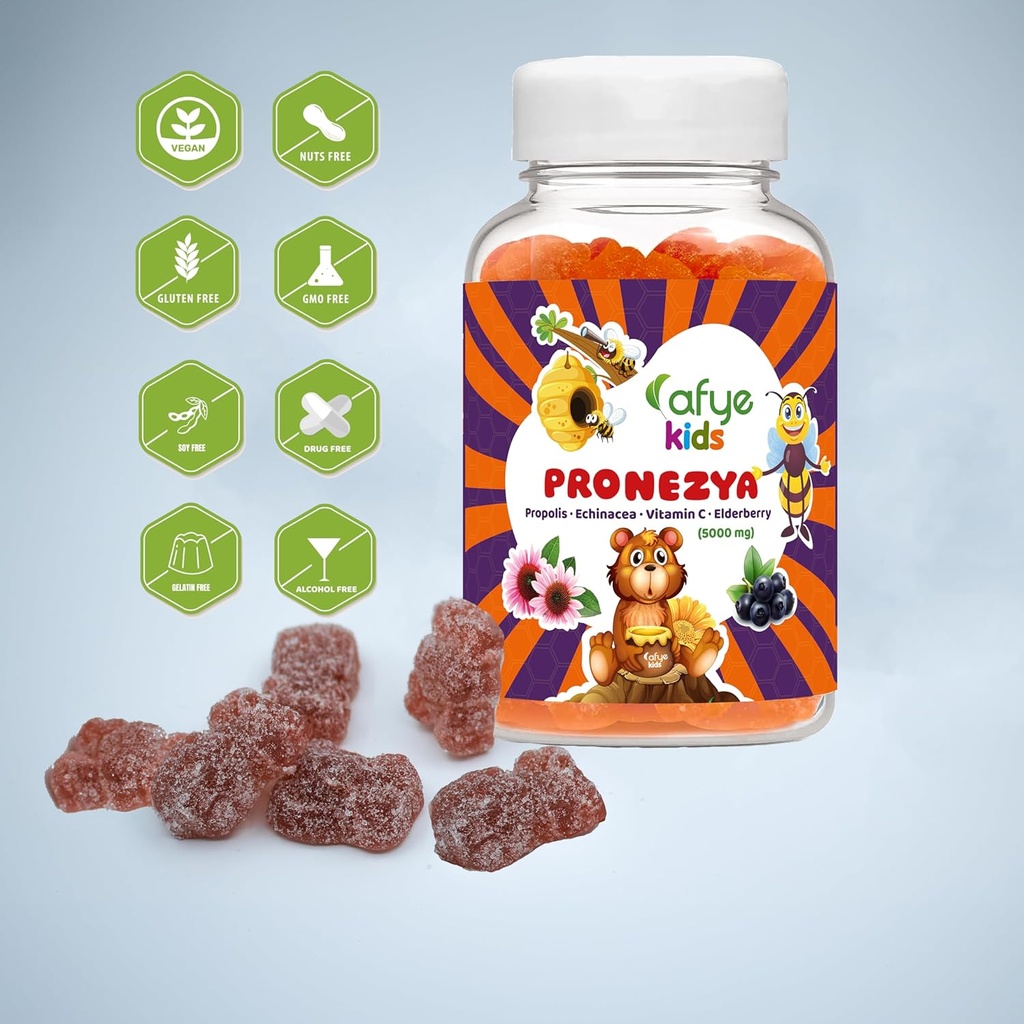 kids PRONEZYA Immune System Booster Gummies with Animal Shaped - Immune System Support Vitamins Supplement for Adults & Kids Propolis, Echinacea, Vitamin C, Elderberry, 5000mg-30 count(Pack of 1) 5