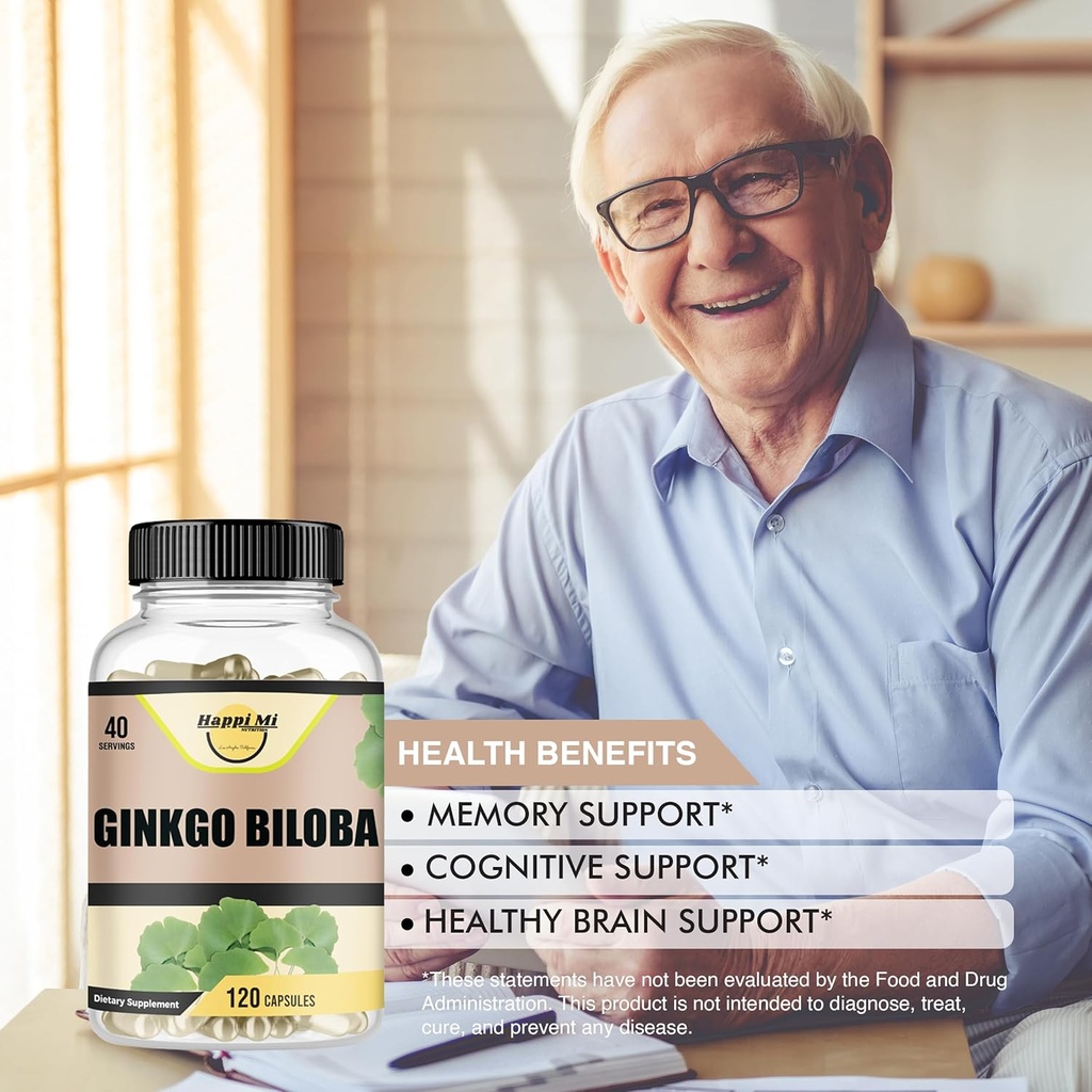 Ginkgo Biloba 1800mg, Ginkgo Biloba Organic, Memory & Brain Function Support, Improves Concentration and Cognitive Support, Clarity, 120 Veggie Caps, Non GMO, 120Caps 5