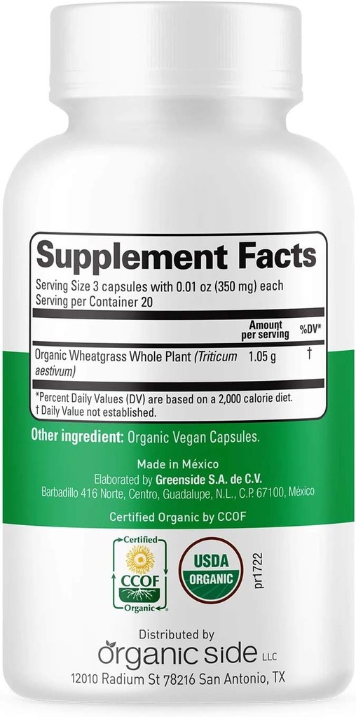 | Organic Wheatgrass Capsules | 60 Count | USDA Certified Organic, Non-GMO, Vegan Supplement for Natural Energy Boost, Immune Support, and Wellness 3