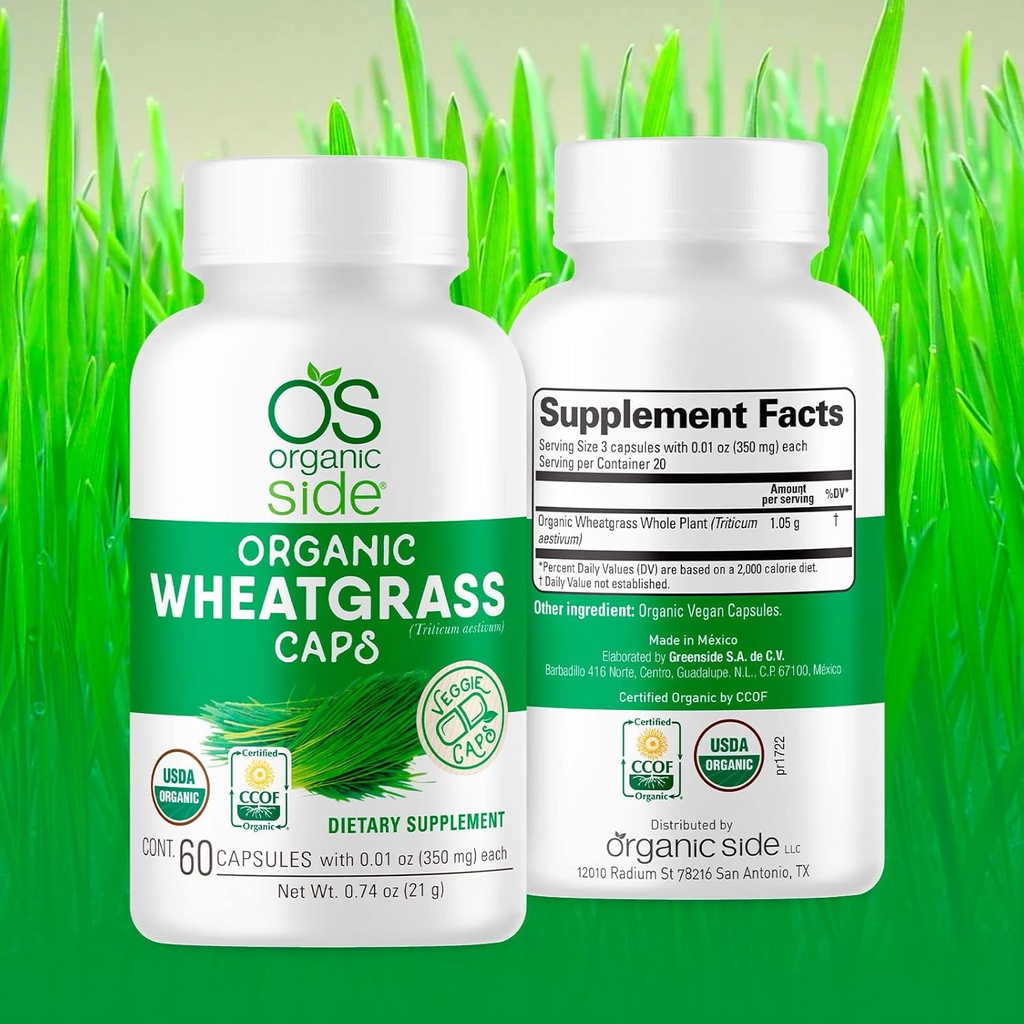 | Organic Wheatgrass Capsules | 60 Count | USDA Certified Organic, Non-GMO, Vegan Supplement for Natural Energy Boost, Immune Support, and Wellness 5