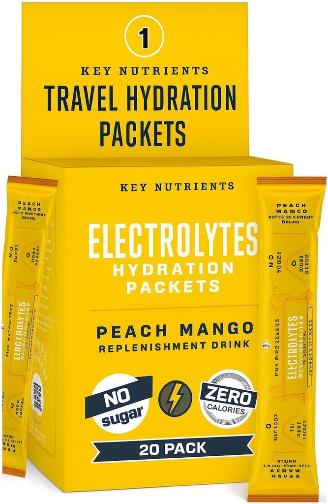 KEY NUTRIENTS Electrolytes Powder Packets 20 Pack - No Sugar, 5 Delicious Flavors, Hydration Packets with Electrolyte Powder for Refreshing Electrolyte Drink Mix Packets - Zero Calories 5