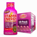 Vitamin Energy B12 11,000% Extra Strength Energy Shot Pink Berry 48 Pack, 260mg Natural Caffeine, B12 & B6, Nootropic Focus, Vitality, Zero Sugar, Gluten-Free, Vegan, Kosher, 1.93 fl oz 2