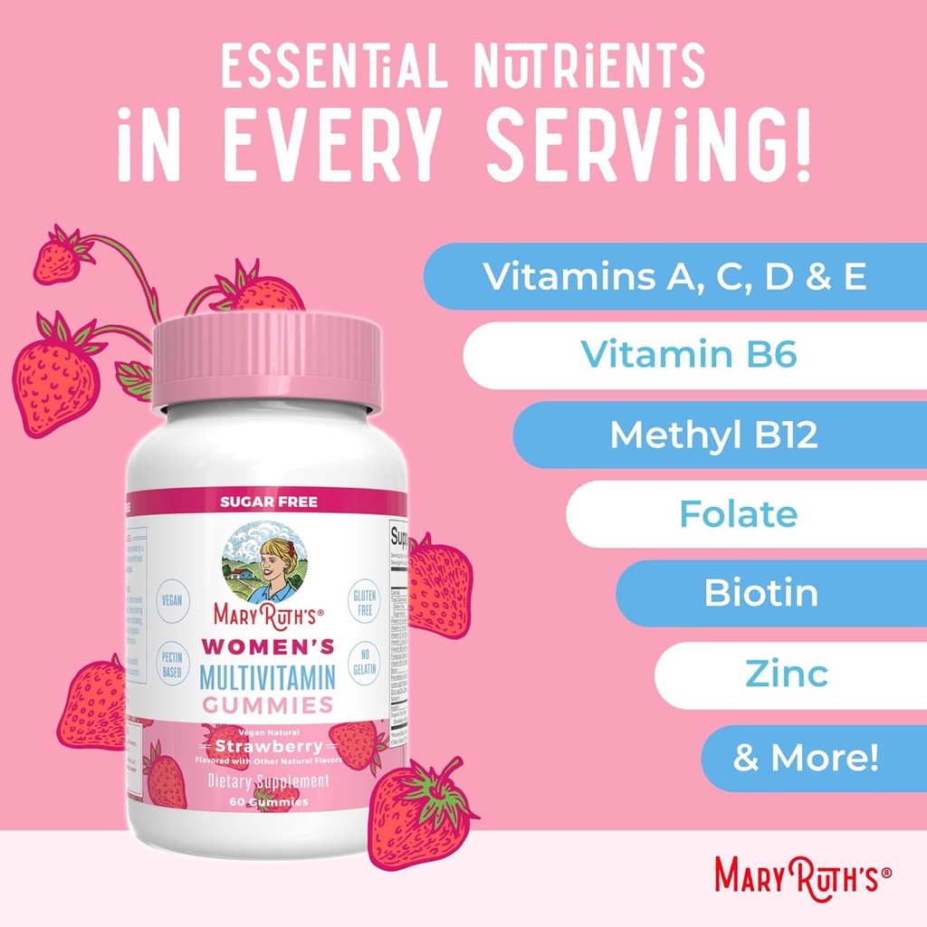 MaryRuth Organics Prenatal Postnatal Multivitamin Gummies (Strawberry) & Women's | USDA Organic | Vitamins for Breastfeeding, Beauty, & Immunity | Vegan, No Gelatin 6