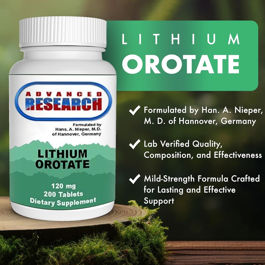 Dr. Hans Nieper Lithium Orotate 5mg, 200 Count, Lab Tested, Non-GMO, Gluten Free, Vegan Friendly, Supports Brain Health 4