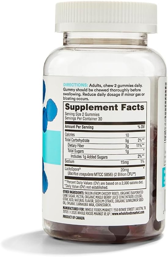 365 by Whole Foods Market, Gummies Probiotic Fiber 2 Bill Blue Raspberry, 60 Count (Pack of 2) 3