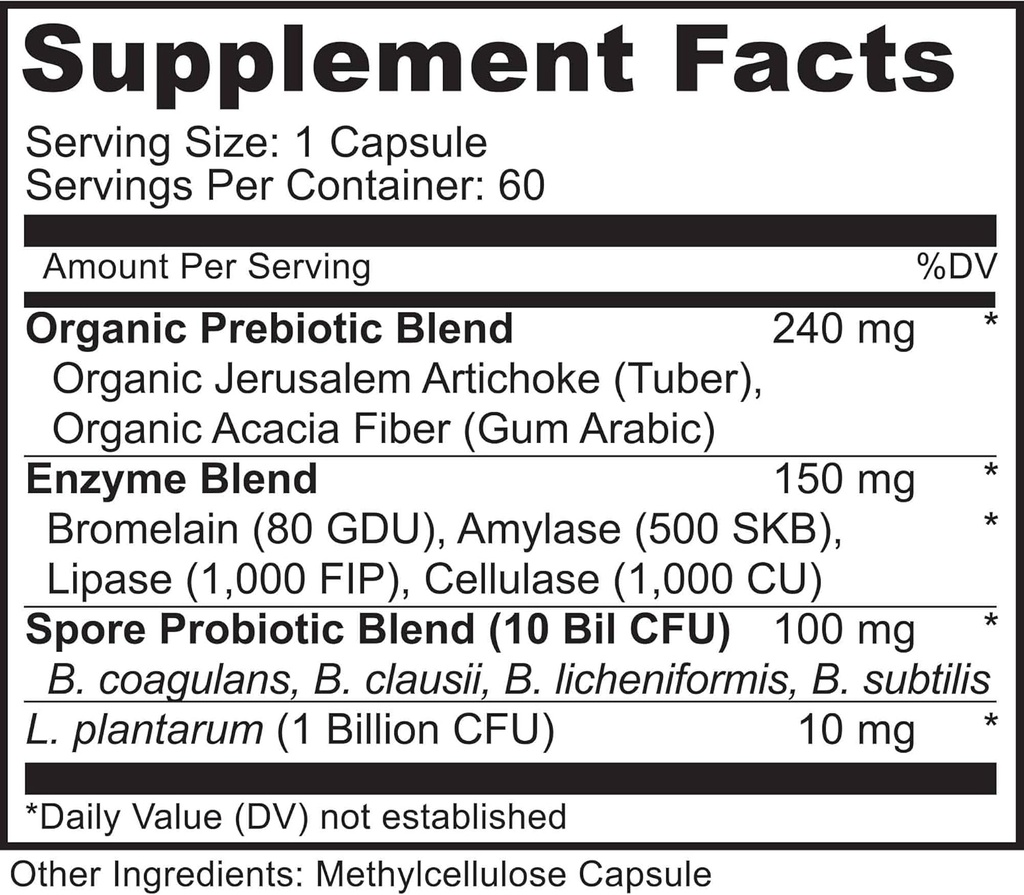 MoxyVites Spore Probiotic Complex - All In One Prebiotics and Probiotics for Digestive Health, Postbiotic, Digestive Enzymes Daily Supplement - Spore Based Probiotic for Women & Men 3