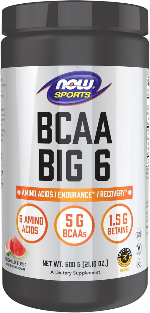 NOW Foods Sports Nutrition, BCAA (Branched Chain Amino Acids) Big 6, Watermelon Flavor, 600 Grams 2