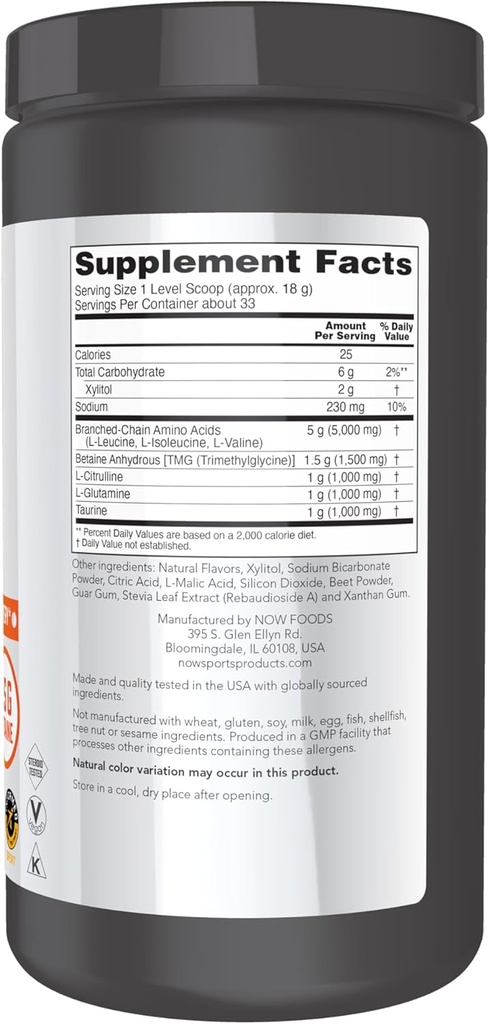 NOW Foods Sports Nutrition, BCAA (Branched Chain Amino Acids) Big 6, Watermelon Flavor, 600 Grams 3