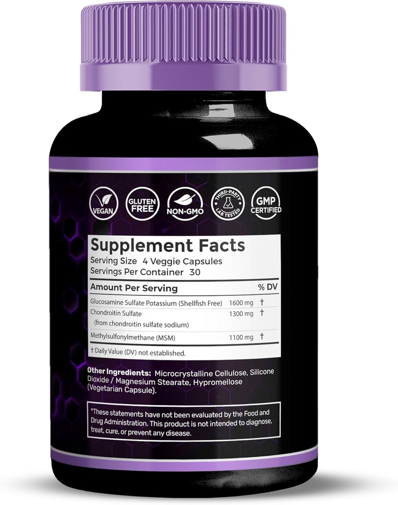 WELLNESS LABSRX Glucosamine Chondroitin MSM - 4000mg - Glucosamine Chondroitin Capsules - 120 Count 3