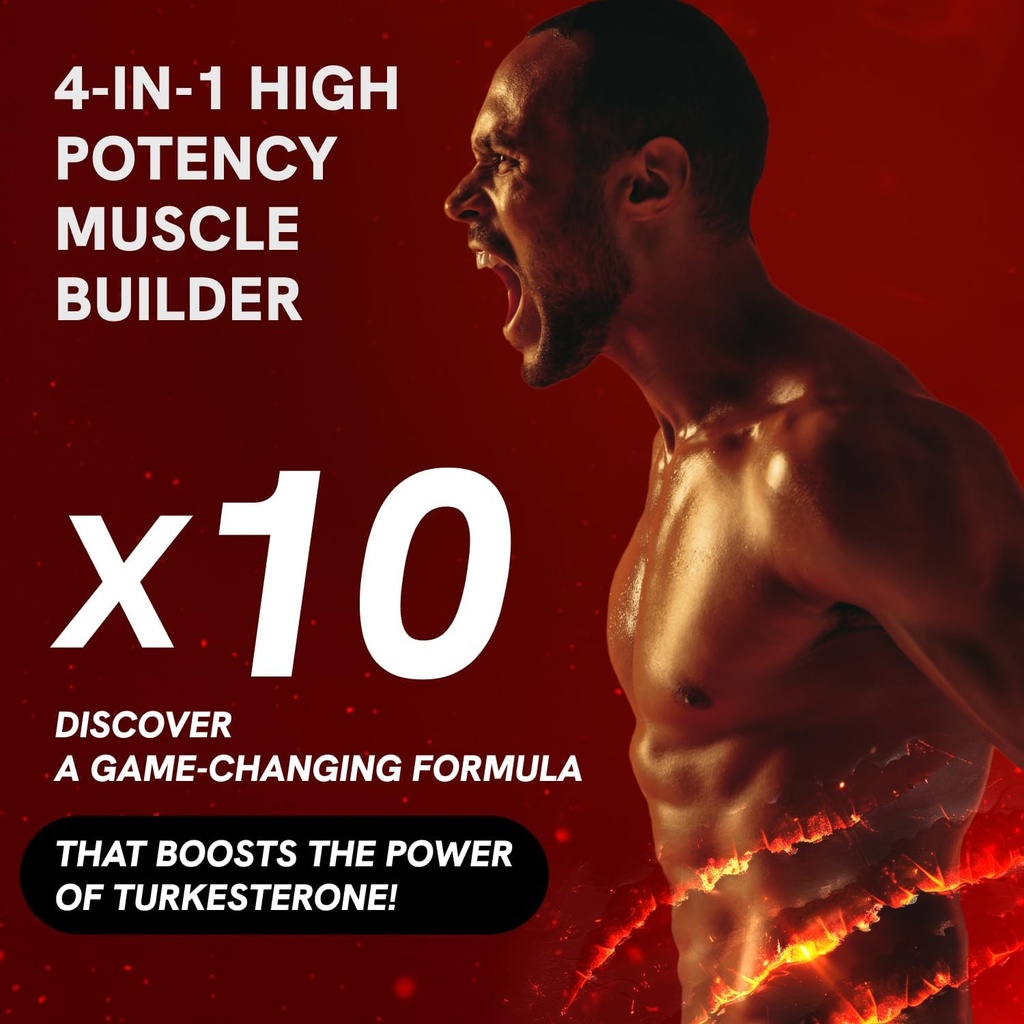 Turkesterone Supplement for Men - Organic Turkesterone Supplement for Muscle Growth w/Fadogia Agrestis Pterostilbene | Complexed Turkesterone Powder | 120 Turkestrone Vegan Capsules 1 Pack 4