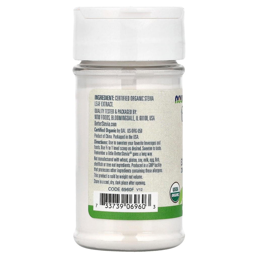 Now Foods Better Stevia Zero Calorie Sweetener Extract Powder, Organic 4