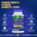 Probiotics + Prebiotics Postbiotics Digestive Enzymes = 4 in 1 Formula Supplement for Better Digestion Health Women, Men and Gut, 2-Pack, 120 Count 4
