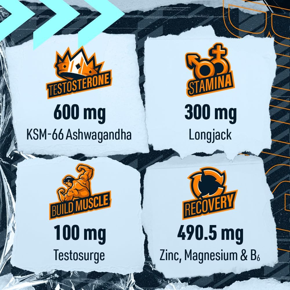 Blue Star Nutraceuticals Status - Testosterone Booster for Men - w/KSM 66 Ashwagandha - Invigorate Stamina, Muscle Growth & Energy | Natural Test Booster Support - 90 Veggie Capsules 5