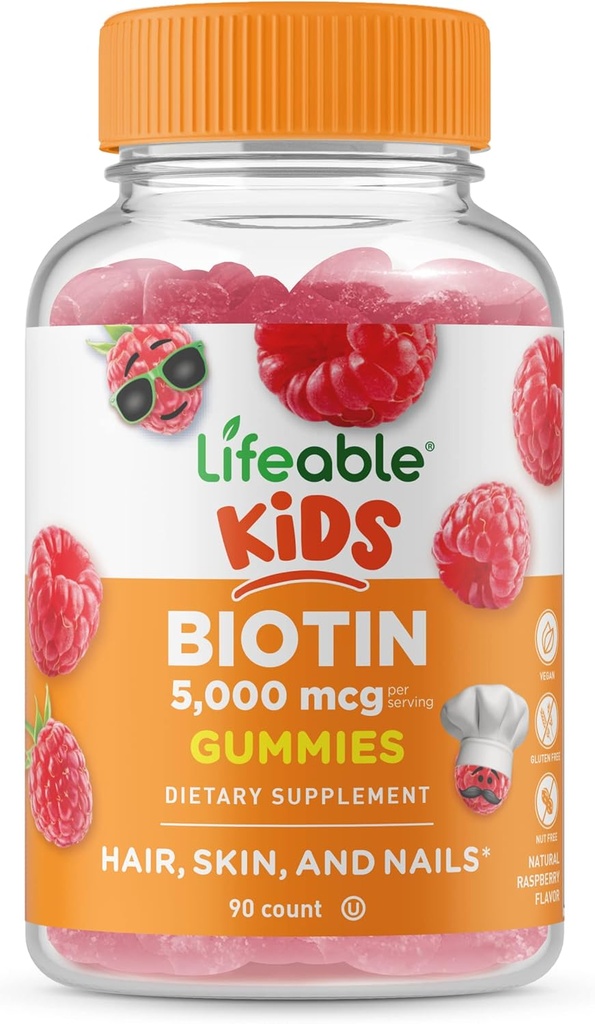 Lifeable Biotin Kids + Probiotic 2 Billion CFU Kids, Gummies Bundle - Great Tasting, Vitamin Supplement, Gluten Free, GMO Free, Chewable Gummy 3