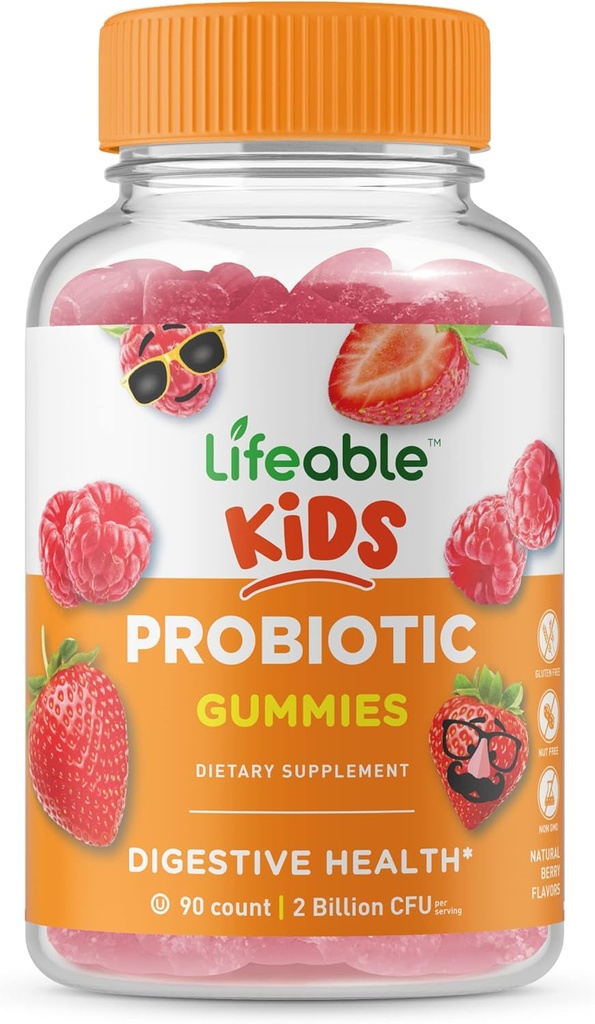 Lifeable Biotin Kids + Probiotic 2 Billion CFU Kids, Gummies Bundle - Great Tasting, Vitamin Supplement, Gluten Free, GMO Free, Chewable Gummy 4
