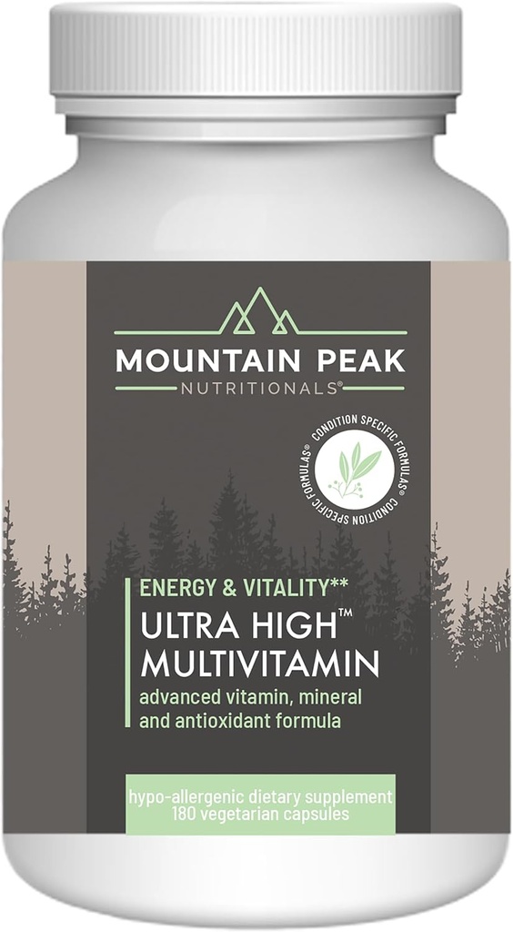 Mountain Peak Nutritionals Ultra High Multivitamin for Men & Women - with Vitamins A, B12, B6, C, D, E, Magnesium, Zinc, Folic Acid, Digestive Enzymes & Probiotics (180 Vegetarian Capsules) 2