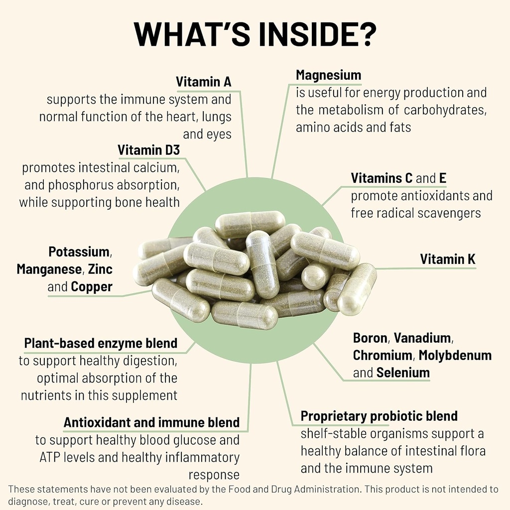 Mountain Peak Nutritionals Ultra High Multivitamin for Men & Women - with Vitamins A, B12, B6, C, D, E, Magnesium, Zinc, Folic Acid, Digestive Enzymes & Probiotics (180 Vegetarian Capsules) 4