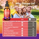 Magnesium Glycinate Liquid Drops 1500mg with Magnesium Citrate & Taurate, L-Theaine, Vitamin D3, B6, Supports Calm, Sleep, Muscle Relaxation, Leg Cramps & Energy, Strawberry Flavor, 60 mL 5