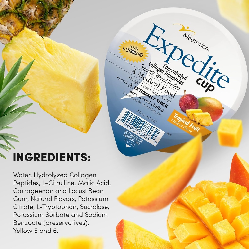 Medtrition Expedite Gelatin Cup, Fast Track Wound Healing, 30X More Collagen Dipeptides Than Powder, Supports Wounds, Foot Ulcers, Cosmetic Surgery, and More (2 Fl Oz, Pack of 36) 4