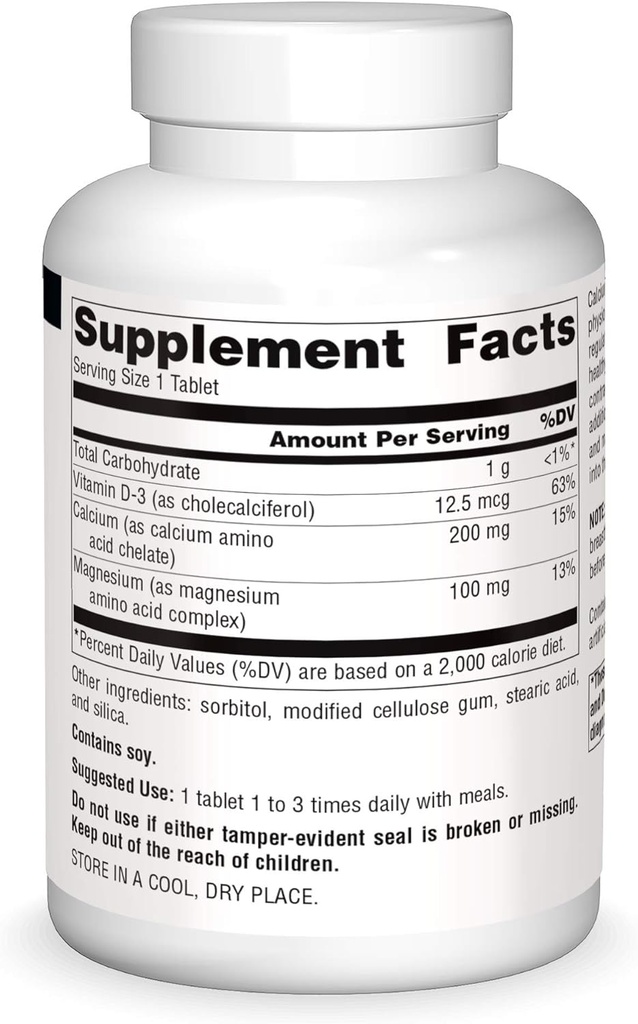 Source Naturals Calcium & Magnesium, Amino Acid Complex with Vitamin D-3, 300 MG - 250 Tablets 4