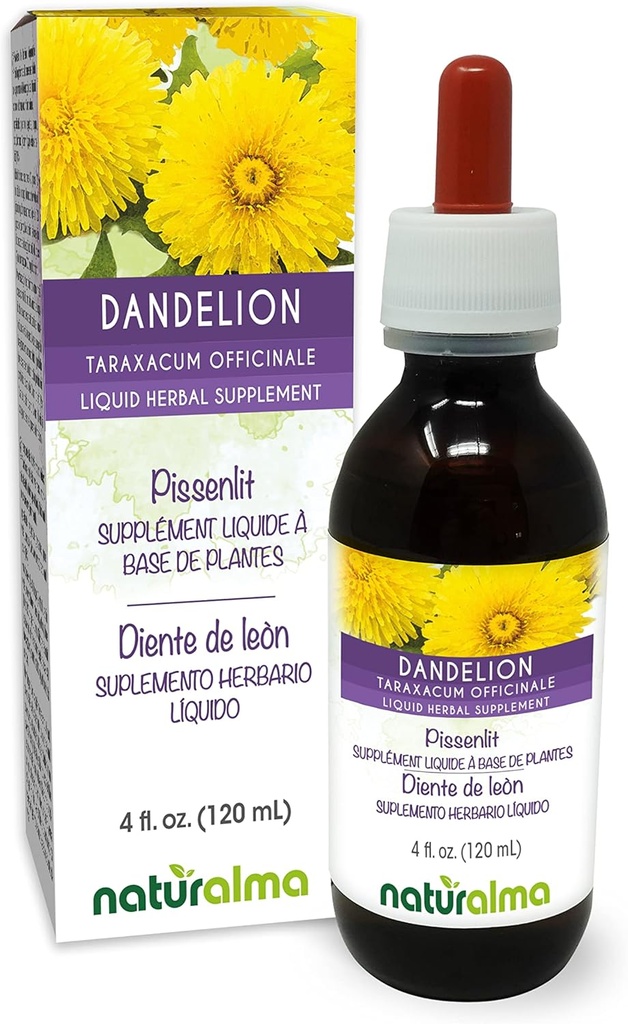 Naturalma Dandelion (Taraxacum officinale) Root and herb Alcohol-Free Tincture - 4 fl oz Liquid Extract in Drops - Herbal Supplement - Vegan 2