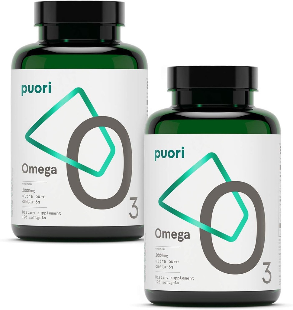 Puori Omega 3 Fish Oil Supplement - Ultra Pure & Burpless Wild Caught Fish Oil with 2000mg Omega 3 Fatty Acids,1250mg EPA & 500mg DHA Supports Heart, Brain & Eye Health - IFOS Certified - 240 Softgels 2