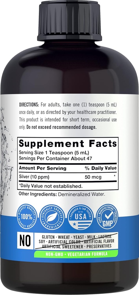 Carlyle Colloidal Silver | 10 PPM | 8 oz (236 mL) | Nano Silver Technology Solutions | Vegetarian, Non-GMO, & Gluten Free Supplement 3