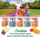 Lifeable Multivitamin Kids + Probiotics 5 Billion Kids, Gummies Bundle - Great Tasting, Vitamin Supplement, Gluten Free, GMO Free, Chewable Gummy 6