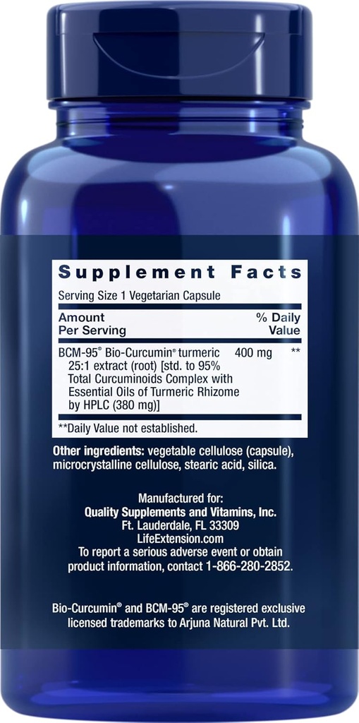 Life Extension Super Bio-Curcumin Turmeric Extract 400mg, 90 Veg Caps - Vegetarian Capsules - Non-GMO - Highly Absorbable 3