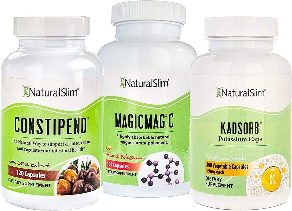 NaturalSlim Constipation Aid Bundle – Constipend, Magicmag C and Kadsorb Bundle - Better Digestive System and Intestinal Health, Rich in Magnesium Citrate and Potassium | Formulated by Frank Suarez 2
