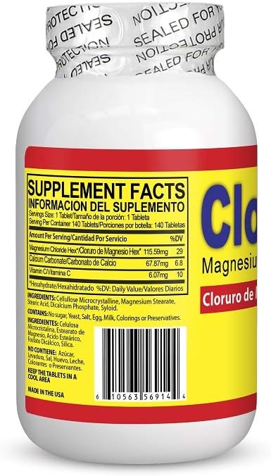 Magnesium Chloride - 140 Tablets (Cloruro de Magnesio) 4