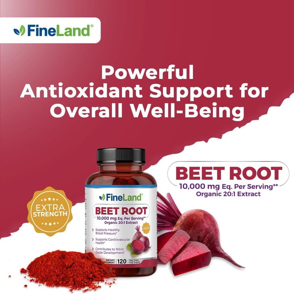 FineLand Beet Root Capsules | Blood Pressure Support 10,000mg Equivalent per Serving | 20:1 Extract,120 Vegan Capsules – Immune System, Circulation & Heart Health – Non GMO, Made in USA 6