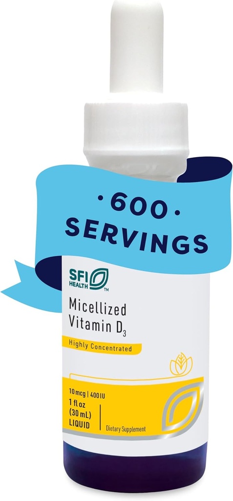 Klaire Labs SFI Health Micellized Vitamin D3 Liquid for Children, Infants & Adults - 400 IU Vitamin D per Drop - Suitable for Kids - Immune Support - Mango Orange Flavor Drops (600 Servings / 1 fl oz) 2