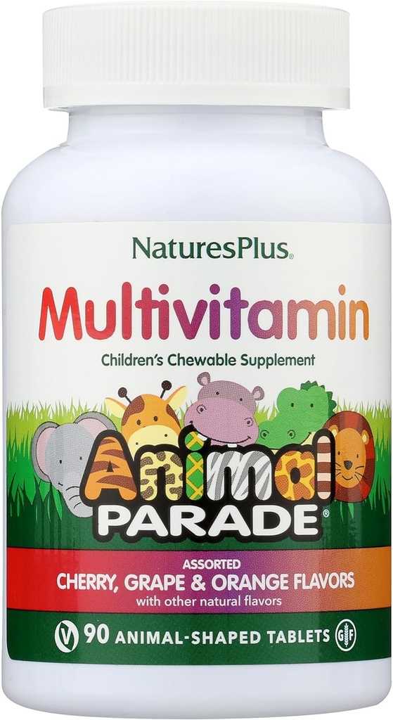 Natures Plus Animal Parade Children's Chewable Multivitamin - 90 Animal-Shaped Tablets - Natural Assorted Flavors - Vegetarian, Gluten Free - 45 Servings 5