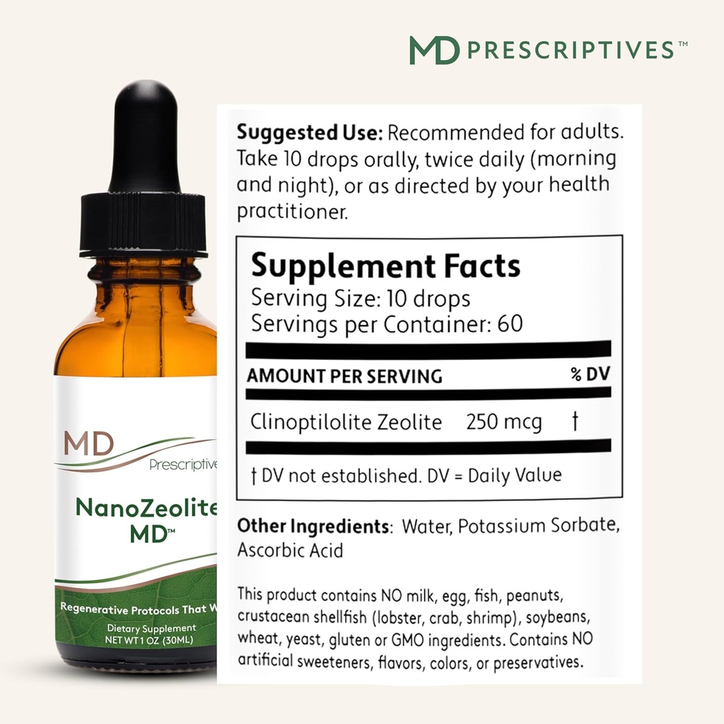 MD Prescriptives - NanoZeolite MD - Soluble Zeolite Solution - 60 Servings - 1 fl oz 3