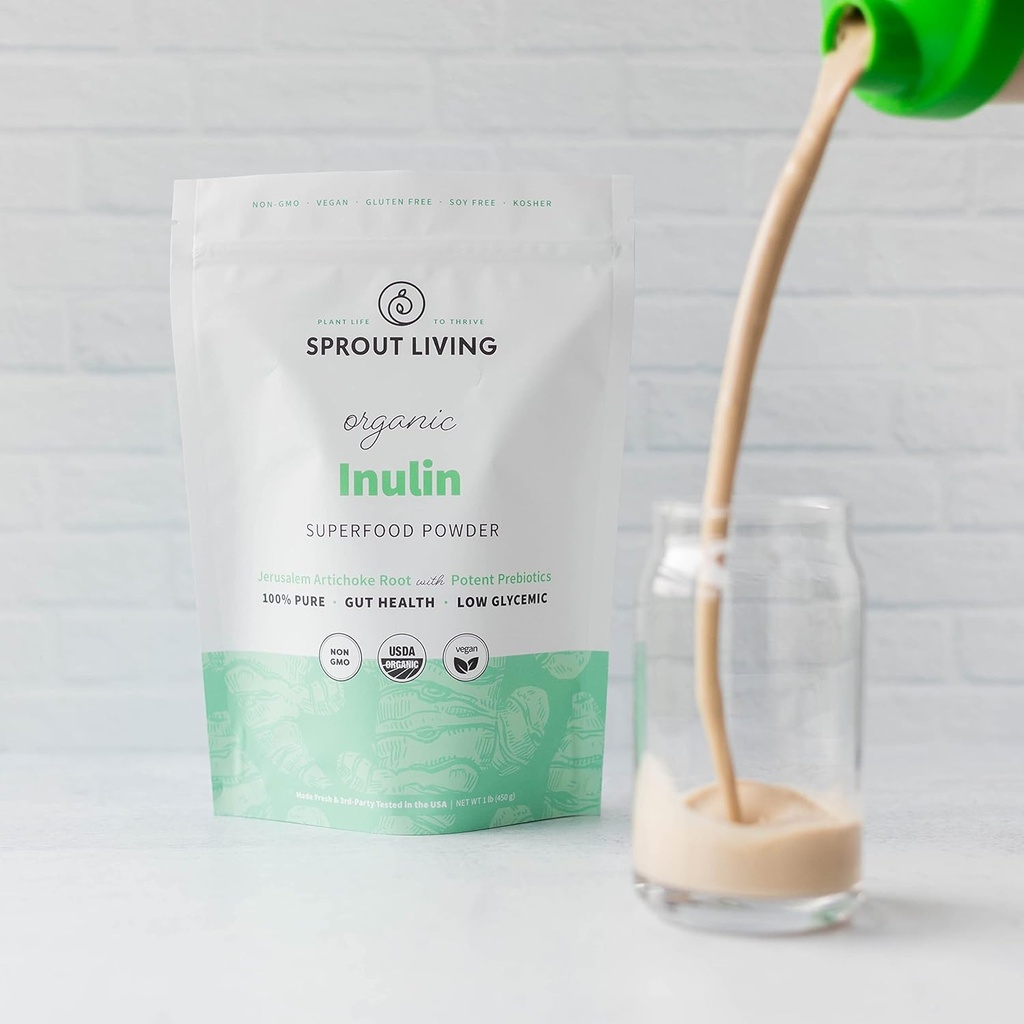 Organic Inulin with FOS Prebiotic Powder, Soluble Fiber for Leaky Gut, Bloating, Digestion, Feed Friendly Bacteria (Probiotics), 1 Scoop Daily, 1 lb (90 Servings) 6