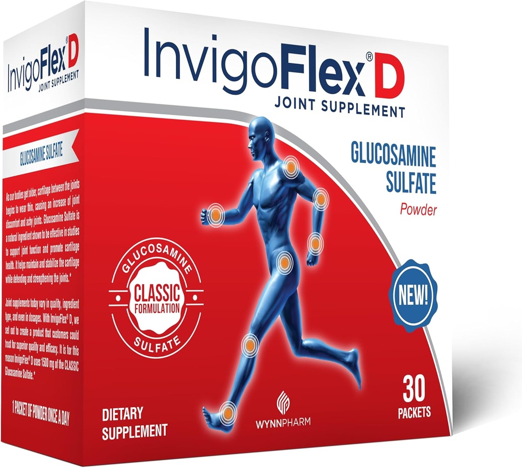 INVIGOFLEX® D - 1500mg of Glucosamine Sulfate Powder (Classic Formulation) - Premium Joint Supplement for Knees, Hands, Back, and Hip Support Packets | 30 Packets 2